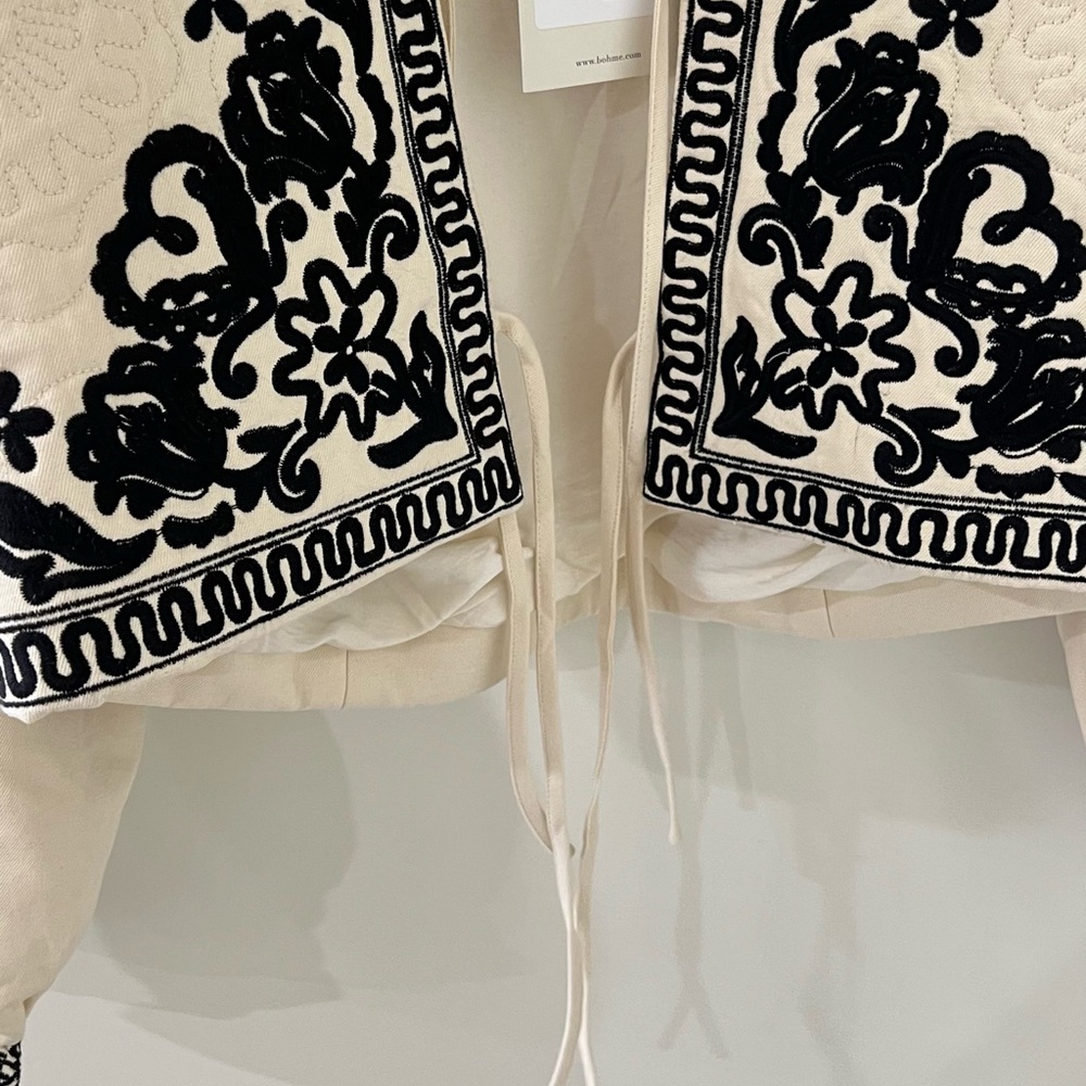 Bohme Beige Bomber Jacket with Black Embroidery - Picture 7 of 8
